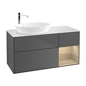 Villeroy und Boch Finion Waschtischunterschrank F931PCGK 120cm, Abdeckplatte white matt, Regale Oak Veneer, Anthracite matt Image