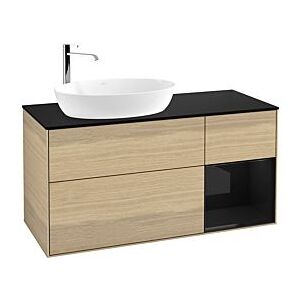 Villeroy und Boch Finion Waschtischunterschrank F932PHPC 120cm, Abdeckplatte black matt, Regale Glossy black lacquer, Oak Veneer Image