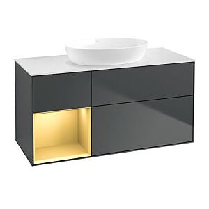 Villeroy und Boch Finion Waschtischunterschrank FA61HFHG 120cm, Abdeckplatte white matt, Regale Gold matt lacquer, Midnight Blue Matt Lacquer Image