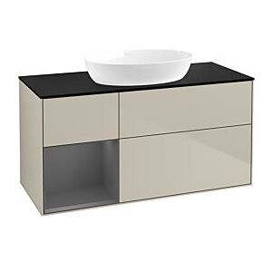 Villeroy und Boch Finion Waschtischunterschrank FA62GKHH 120cm, Abdeckplatte black matt, Regale Anthracite matt lacquer, Sand Matt Lacquer Image
