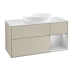 Villeroy und Boch Finion Waschtischunterschrank FA71GJHH 120cm, Abdeckplatte white matt, Regale Light grey matt lacquer, Sand Matt Lacquer Image