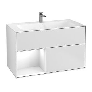 Villeroy und Boch Finion Waschtischunterschrank G030GFMT 99,6x59,1cm, Wandbeleuchtung, Regal links Glossy white lacquer, White matt lacquer Image