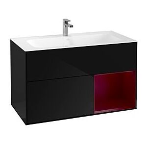 Villeroy und Boch Finion Waschtischunterschrank G040HBPH 99,6x59,1cm, Emotion, Regal rechts Peony, Glossy Black Lacquer Image