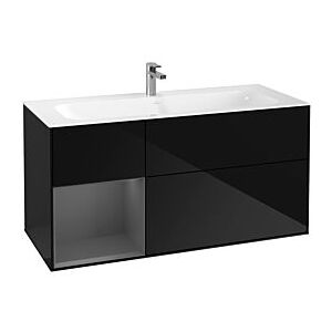 Villeroy und Boch Finion Waschtischunterschrank G060GKPH 119,6x59,1cm, Emotion, Regal links Anthracite matt, Glossy Black Lacquer Image