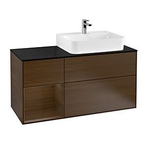 Villeroy und Boch Finion Waschtischunterschrank G142GNGN 120cm, Abdeckplatte black matt, Emotion, Regal links Walnut veneer, Walnut veneer Image