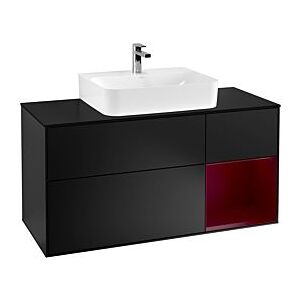 Villeroy und Boch Finion Waschtischunterschrank G172HBPD 120cm, Abdeckplatte black matt, Emotion, Regal rechts Peony, Black matt lacquer Image