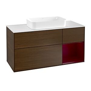 Villeroy und Boch Finion Waschtischunterschrank G301HBGN 120cm, Abdeckplatte white matt, Emotion, Regal rechts Peony, Walnut veneer Image