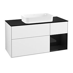 Villeroy und Boch Finion Waschtischunterschrank G302PHGF 120cm, Abdeckplatte black matt, Emotion, Regal rechts Glossy Black Lacquer, Glossy white lacquer Image