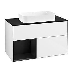 Villeroy und Boch Finion Waschtischunterschrank G652PDGF 100x60,3x50,1cm, Regal links Black matt lacquer, Glossy white lacquer Image