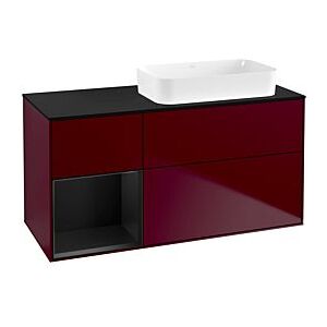 Villeroy und Boch Finion Waschtischunterschrank G682PDHB 120x60,3x50,1cm, Regal links Black matt lacquer, Peony Matt Image