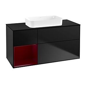 Villeroy und Boch Finion Waschtischunterschrank G702HBPD 120x60,3x50,1cm, Regal rechts Peony, Black matt lacquer Image