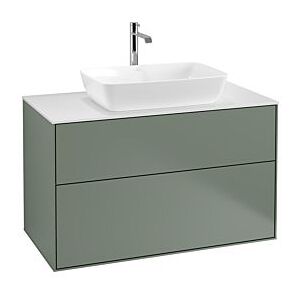 Villeroy und Boch Finion Waschtischunterschrank G76100GM 100x60,3cm, Emotion, Abdeckplatte white matt, Olive Matt Lacquer Image