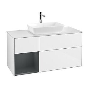 Villeroy und Boch Finion Waschtischunterschrank G821HGGF 120cm, Abdeckplatte white matt, Emotion, Regale Midnight matt lacquer, Glossy white lacquer Image