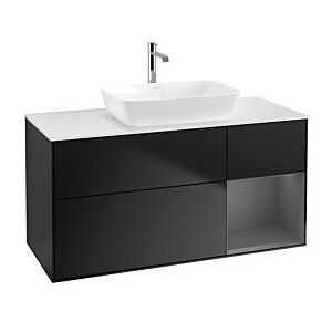 Villeroy und Boch Finion Waschtischunterschrank G831GKPD 120cm, Abdeckplatte white matt, Emotion, Regale Anthracite matt lacquer, Black matt lacquer Image