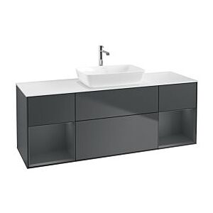 Villeroy und Boch Finion Waschtischunterschrank G861HGHG 160cm, Abdeckplatte white matt, Emotion, Regale Midnight matt lacquer, Midnight Blue Matt Lacquer Image
