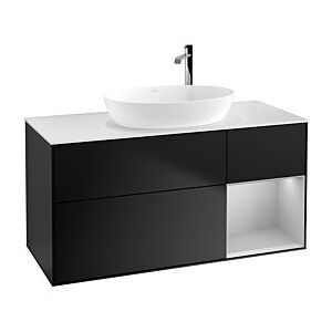 Villeroy und Boch Finion Waschtischunterschrank G951GJPD 120cm, Abdeckplatte white matt, Emotion, Regale Light grey matt lacquer, Black matt lacquer Image