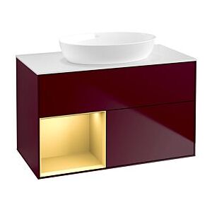 Villeroy und Boch Finion Waschtischunterschrank GA11HFHB 100cm, Abdeckplatte white matt, Emotion, Regale Gold matt lacquer, Peony Matt Image