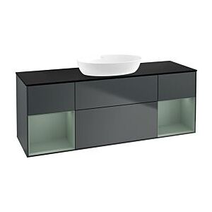 Villeroy und Boch Finion Waschtischunterschrank GD02GMHG 120cm, Abdeckplatte black matt, Emotion, Regale Olive matt lacquer, Midnight Blue Matt Lacquer Image