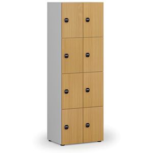 B2B Partner Dřevěná šatní skříňka s úložnými boxy, 8 boxů, demont, RFID zámek, šedá/buk Image