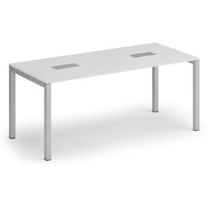 B2B Partner Jednací stůl PRIMO SQUARE, 180x80 cm, bílá + 2x stolní zásuvka TYP VI, stříbrná Image