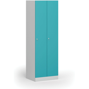 B2B Partner Kovová šatní skříňka, 2 oddíly, 1850 x 600 x 500 mm, demont, cylindrický zámek, zelené dveře Image