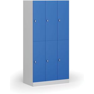 B2B Partner Šatní skříňka s úložnými boxy, 6 boxů, 1850 x 900 x 500 mm, otočný zámek, modré dveře Image