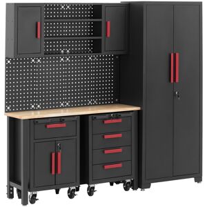 MSW Dílenská skříň - modulární - deska 132 x 42,7 x 2,5 cm - perforovaná stěna - 2 pojízdné skříňky - uzamykatelná MSW-GTC-200G Image