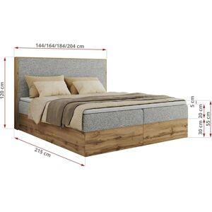 Höffner Boxbett mit Bettkasten Wood Classic ¦ grau ¦ Maße (cm): B: 144 H: 120 Image 2