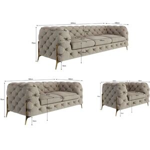 S-STYLE Chesterfield Polstergarnitur 3+2+1 Natalie ¦ creme ¦ Maße (cm): B: 243 Image 2