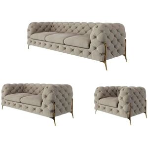 S-STYLE Chesterfield Polstergarnitur 3+2+1 Natalie ¦ creme ¦ Maße (cm): B: 243 Image