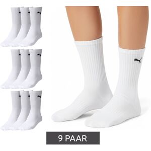 9 Paar PUMA schlichte Damen Sport-Socken Baumwoll-Socken Kinder Tennis-Socken lange Strümpfe 7308 300 Weiß - neutral - Size: 35-38 Image