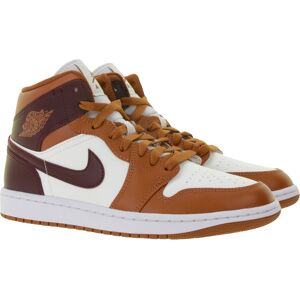 NIKE Air Jordan 1 Mid Damen Sneaker Echtleder Turnschuhe Mid-Top Sneaker BQ6472-200 Weiß/Rot/Braun - weiblich - Size: 37 1/2 Image