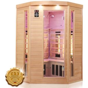 Dewello Infrarotkabine Infrarotsauna Wärmekabine LAKEFIELD 3 140cm x 140cm inkl. Vollspektrumstrahler, Bodenstrahler Image