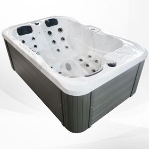 TroniTechnik Outdoor Whirlpool Spa TINO Weiß Silber Marmoriert 195cm x 127cm mit Heizung, Hydromassage, zwei Pumpen Image