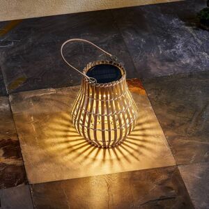 Lindby LED-Solar-Terrassenleuchte Amaria, Bambus, Ø 18 cm Amaria Lindby, dimmbar, Holz hell, Bambus, Landhaus / Rustikal Image
