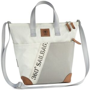 360° Taschen Deern Mini Schultertasche weiß / Persenning grau, Stencil Aufschrift, Gurt grau Image