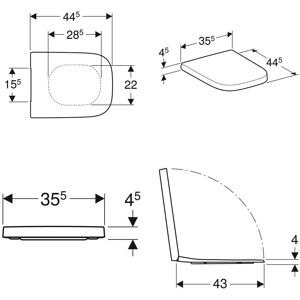Geberit Renova Plan WC-Sitz, eckiges Design, Befestigung von oben, mit Absenkautomatik und ohne Quick release Image 2