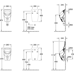 Villeroy & Boch Absaug-Urinal O.Novo /Omnia Classic 755701R1 Image 2