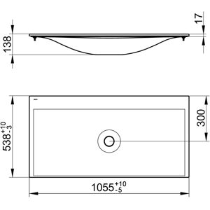 Keuco Keramikwaschtisch Edition 11 31150, B: 1055, H: 17, T: 538 mm, mit Oberflächenversiegelung Cle 31150311000 Image