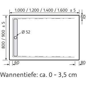 HSK Duschkabinenbau KG HSK Acryl Duschwannen, super-flach 80 × 120 cm, weiss, Ablaufrinne 44 weiss, 5425125-04-44 5425125-04-44 Image 2