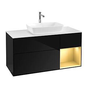 Villeroy und Boch Finion Waschtischunterschrank F831HFPH 120cm, Abdeckplatte white matt, Regale Gold matt lacquer, Glossy Black Lacquer Image