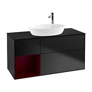 Villeroy und Boch Finion Waschtischunterschrank F942HBPD 120cm, Abdeckplatte black matt, Regale Peony matt lacquer, Black matt lacquer Image