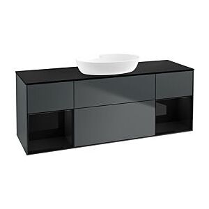 Villeroy und Boch Finion Waschtischunterschrank FD02PHHG 120cm, Abdeckplatte black matt, Regale Glossy black lacquer, Midnight Blue Matt Lacquer Image