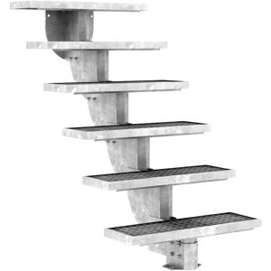 Dolle Außentreppe Gardenstep 80cm breit 6 Stufen Gitterrost 111-135cm Steigungshöhe ohne Geländer Image