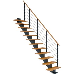 Dolle Mittelholmtreppe Hamburg Gerade Buche, geölt 75 cm breit für Geschosshöhen 259 – 301 cm UK Metall Anthrazit inkl. einseitigem Designgeländer Image