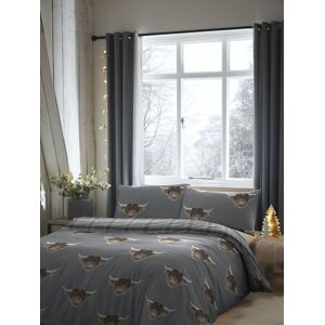 Fusion Fusion Grey Highland Cow Easy Care Duvet Cover And Pillowcase Set Image