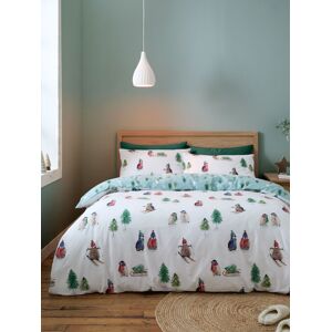Catherine Lansfield Catherine Lansfield White Brushed 100% Cotton Snowy Penguin Duvet Cover Set Image