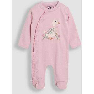 Jojo Maman Bébé JoJo Maman Bébé Pink Duck 100% Cotton Footed Appliqué Sleepsuit Image