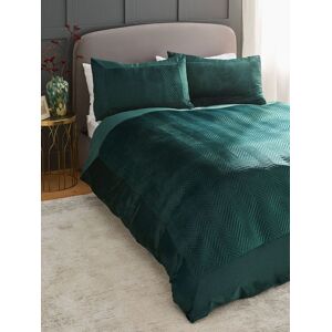 Next Green Madison Quilted Velvet Duvet Cover and Pillowcase Set Image
