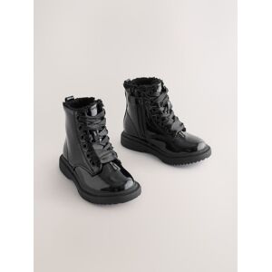 Next Black Patent Sparkle Standard Fit (F) Lace-Up Ankle Boots Image
